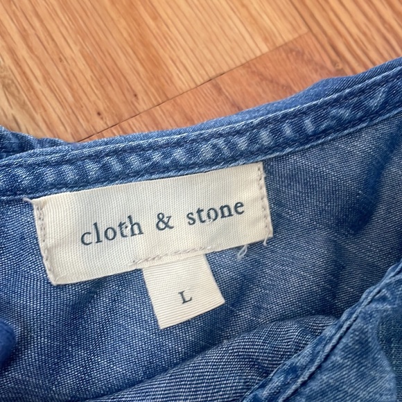 CLOTH & STONE Denim Off the Shoulder size large - Picture 3 of 5